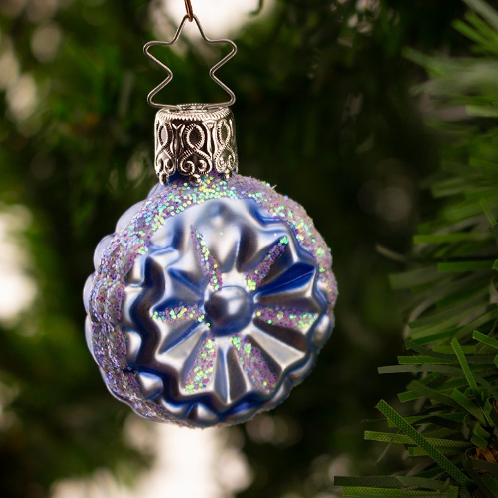 Vintage Blue Facet Medallion Old World Christmas Ornament